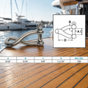 T316 Stainless Steel Twisted Shackle with Screw Pin, Marine Grade Rigging Shackle for Boat, Dock, Rope, Chain - PACK 4