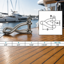 T316 Stainless Steel Twisted Shackle with Screw Pin, Marine Grade Rigging Shackle for Boat, Dock, Rope, Chain - PACK 4