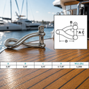 T316 Stainless Steel Twisted Shackle with Screw Pin, Marine Grade Rigging Shackle for Boat, Dock, Rope, Chain - PACK 4