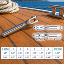 Marine T316 Stainless Steel Streamline Adjustable Jaw, Cable Rail Jaw Fitting for Wire Rope, Deck, Dock, and Railing - PACK 4