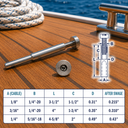 Marine Grade T316 Stainless Steel Adjustable Swage Stud, Cable Railing Wire Terminal Fitting for Deck, Dock, Stair - PACK 4
