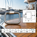 T316 Stainless Steel Square Quick Link Chain Connector, Marine Grade Locking Carabiner for Rope, Chain, Cable, and Rigging - PACK 4
