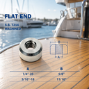 Marine Grade T316 Stainless Steel Thread Flat End Hardware Nut, Cable Rail and Rigging Fastener for Boat, Dock, Deck - PACK 4