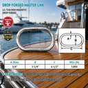 Drop Forged Non-Magnetic T316 Stainless Steel Master Link, Marine Grade Rigging Connector for Lifting, Chain, and Sling Hardware