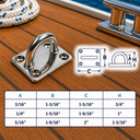 Marine T316 Stainless Steel Square Pad Eye, Rigging Lift Plate for Boat, Dock, Deck, Rope, Cable - PACK 4