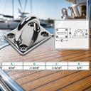 Marine T316 Stainless Steel Square Pad Eye, Rigging Lift Plate for Boat, Dock, Deck, Rope, Cable - PACK 4