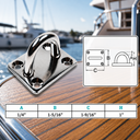 Marine T316 Stainless Steel Square Pad Eye, Rigging Lift Plate for Boat, Dock, Deck, Rope, Cable - PACK 4