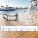 Marine Boat Headboard Shackle with Captive Pin, Stainless Steel Sailboat Rigging Shackle for Rope, Cable - PACK 4