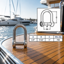 T316 Stainless Steel D Shackle with Hex Sink Screw Pin, Marine Grade Rigging Shackle for Boat, Anchor, Chain - PACK 4