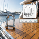T316 Stainless Steel D Shackle with Hex Sink Screw Pin, Marine Grade Rigging Shackle for Boat, Anchor, Chain - PACK 4