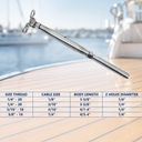 Marine T316 Stainless Steel Deck Toggle & Swage Stud Turnbuckle, Cable Wire Rope Tensioner for Boat, Deck - PACK 4