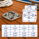 T304 Stainless Steel Diamond Pad Eye Plate, Hammock Rigging Boat Deck Hardware for Rope, Chain, Cable - PACK 4