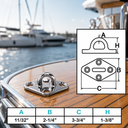 T304 Stainless Steel Diamond Pad Eye Plate, Hammock Rigging Boat Deck Hardware for Rope, Chain, Cable - PACK 4