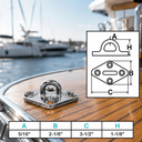 T304 Stainless Steel Diamond Pad Eye Plate, Hammock Rigging Boat Deck Hardware for Rope, Chain, Cable - PACK 4