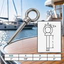 T316 Stainless Steel Eye Bolt, Marine Grade Non-Threaded Shoulder Eyebolt Rivet Bolt for Boat, Dock, Rigging - PACK 10