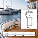 T316 Stainless Steel Eye Bolt, Marine Grade Non-Threaded Shoulder Eyebolt Rivet Bolt for Boat, Dock, Rigging - PACK 10