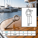 T316 Stainless Steel Eye Bolt, Marine Grade Non-Threaded Shoulder Eyebolt Rivet Bolt for Boat, Dock, Rigging - PACK 10