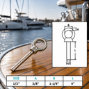 T316 Stainless Steel Eye Bolt, Marine Grade Non-Threaded Shoulder Eyebolt Rivet Bolt for Boat, Dock, Rigging - PACK 10