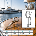 T316 Stainless Steel Eye Bolt, Marine Grade Non-Threaded Shoulder Eyebolt Rivet Bolt for Boat, Dock, Rigging - PACK 10