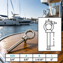 T316 Stainless Steel Eye Bolt, Marine Grade Non-Threaded Shoulder Eyebolt Rivet Bolt for Boat, Dock, Rigging - PACK 10