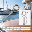 T316 Stainless Steel Eye Bolt, Marine Grade Non-Threaded Shoulder Eyebolt Rivet Bolt for Boat, Dock, Rigging - PACK 10