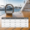 T316 Stainless Steel Weld-On Lashing Ring D-Ring, Marine Boat Tie-Down Anchor for Trailer, Deck, Dock - PACK 4