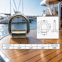 T316 Stainless Steel Weld-On Lashing Ring D-Ring, Marine Boat Tie-Down Anchor for Trailer, Deck, Dock - PACK 4