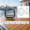 T316 Stainless Steel Weld-On Lashing Ring D-Ring, Marine Boat Tie-Down Anchor for Trailer, Deck, Dock - PACK 4