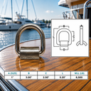T316 Stainless Steel Weld-On Lashing Ring D-Ring, Marine Boat Tie-Down Anchor for Trailer, Deck, Dock - PACK 4