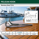 T316 Stainless Steel Pelican Hook Shackle, Marine Grade Cable Wire Release Hook for Boat, Yacht - PACK 10