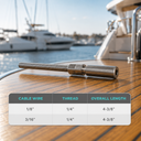 T316 Stainless Steel Marine Swageless Stud 1/4" Full Thread, Cable Railing Wire Rope Fitting for 1/8" and 3/16" Cable - PACK 10