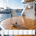 T316 Stainless Steel Top Mount Flat Hook Single Hook, Marine Grade Boat Deck Hook for Dock, Cabin, Rope, Line - PACK 10