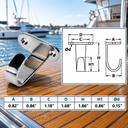 T316 Stainless Steel Top Mount Flat Hook Single Hook, Marine Grade Boat Deck Hook for Dock, Cabin, Rope, Line - PACK 10