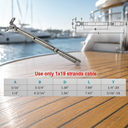T316 Stainless Steel Push And Go Deck Toggle Turnbuckle, Marine Grade Cable Tensioner for 1/4" and 3/16" Cable - PACK 4