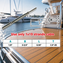 Marine Boat T316 Stainless Steel Push And Go Lag Turnbuckle, Cable Wire Rope Tensioner for Deck, Dock, Rail, and Lifeline Systems - PACK 4