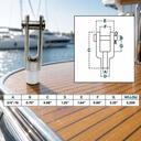 Marine T316 Stainless Steel Right Handed Threaded Yoke End, Cable Rail and Rigging Fork Terminal for Boat, Dock, and Deck Hardware