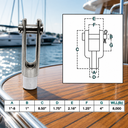 Marine T316 Stainless Steel Right Handed Threaded Yoke End, Cable Rail and Rigging Fork Terminal for Boat, Dock, and Deck Hardware