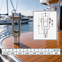 Marine T316 Stainless Steel Right Handed Threaded Yoke End, Cable Rail and Rigging Fork Terminal for Boat, Dock, and Deck Hardware