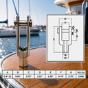 Marine T316 Stainless Steel Right Handed Threaded Yoke End, Cable Rail and Rigging Fork Terminal for Boat, Dock, and Deck Hardware