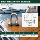 316 Stainless Steel Drop Forged Mil-Spec Bolt Pin Anchor Shackle, Marine Grade Rigging Shackle for Chain, Cable, and Lifting