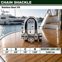 Mil-Spec Forged T316 Stainless Steel Marine Round Pin Chain Shackle, Boat Rigging Shackle for Chain, Rope, and Anchor Use