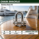 Mil-Spec Forged T316 Stainless Steel Marine Round Pin Chain Shackle, Boat Rigging Shackle for Chain, Rope, and Anchor Use