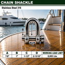 Mil-Spec Forged T316 Stainless Steel Marine Round Pin Chain Shackle, Boat Rigging Shackle for Chain, Rope, and Anchor Use