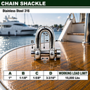 Mil-Spec Forged T316 Stainless Steel Marine Round Pin Chain Shackle, Boat Rigging Shackle for Chain, Rope, and Anchor Use