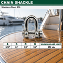 Mil-Spec Forged T316 Stainless Steel Marine Round Pin Chain Shackle, Boat Rigging Shackle for Chain, Rope, and Anchor Use