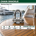 Mil-Spec Forged T316 Stainless Steel Marine Round Pin Chain Shackle, Boat Rigging Shackle for Chain, Rope, and Anchor Use