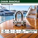 Mil-Spec Forged T316 Stainless Steel Marine Round Pin Chain Shackle, Boat Rigging Shackle for Chain, Rope, and Anchor Use