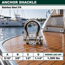 Marine Mil-Spec T316 Stainless Steel Round Pin Anchor Shackle, Forged Boat Rigging Shackle for Chain, Rope, and Cable Use