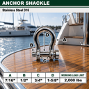 Marine Mil-Spec T316 Stainless Steel Round Pin Anchor Shackle, Forged Boat Rigging Shackle for Chain, Rope, and Cable Use