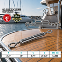 Mil-Spec T316 Stainless Steel Drop Forged Eye Eye Lifting Turnbuckle, Marine Grade Rigging Tensioner for Cable and Chain